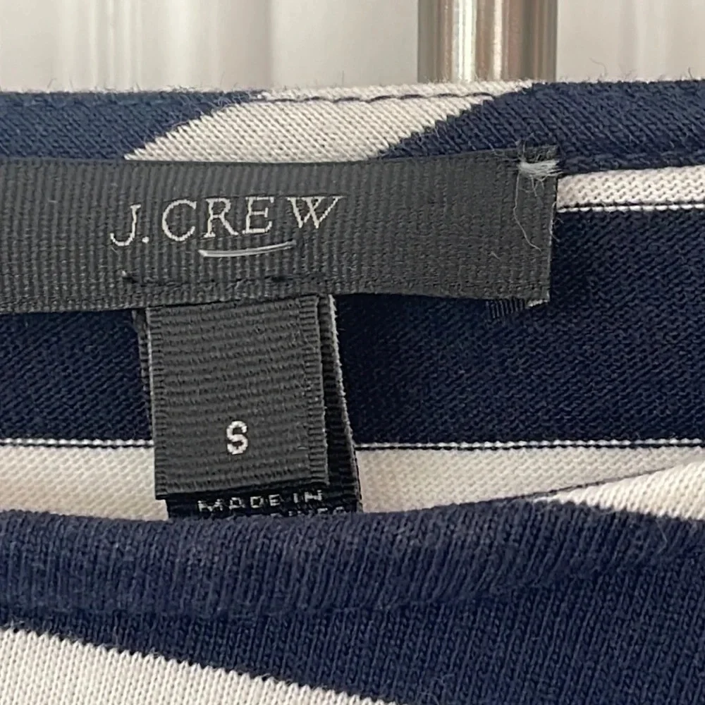 J.Crew Striped belted crossback top navy white OPEN Back cotton size small - Picture 4 of 12